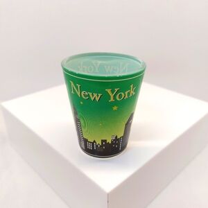 Shot Glass New York City Skyline at Night Broadway Times Square Statue of Libert